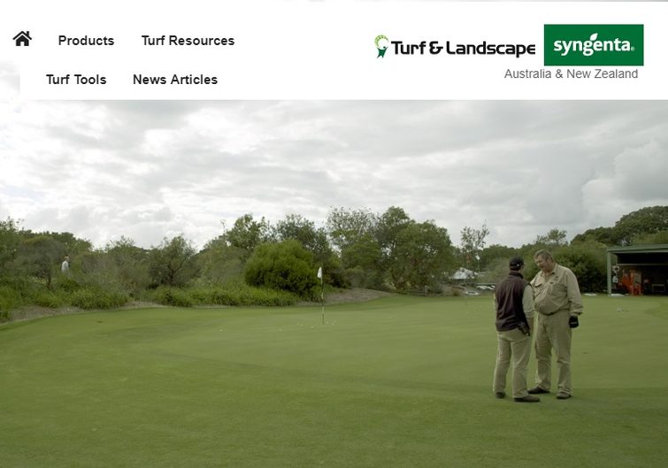 Two guys talking on golf green - website branding